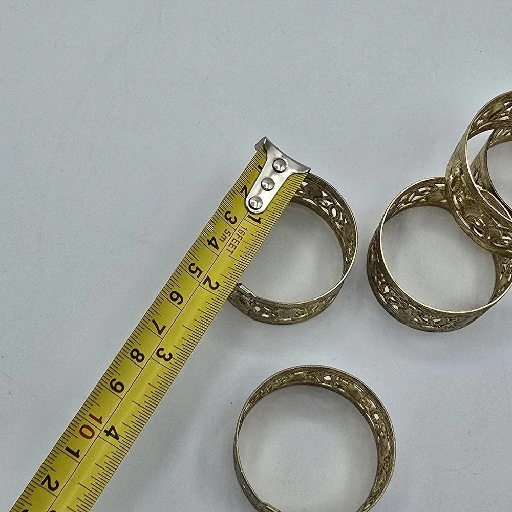 Vintage Gold Toned Filigree‎ Napkin Rings Set of 5